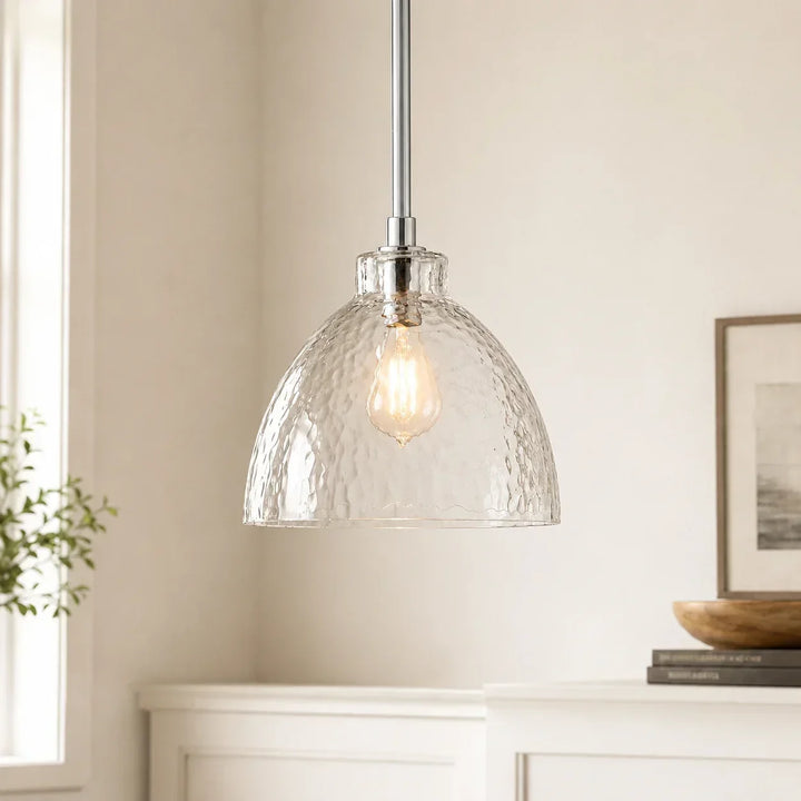 Ondine Farmhouse Hammered Glass Pendant Lamp