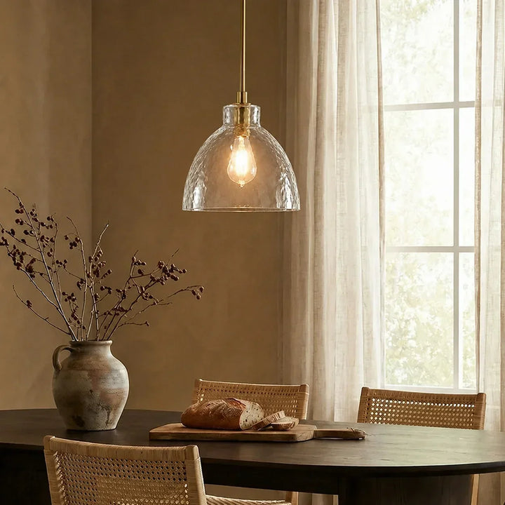 Ondine Farmhouse Hammered Glass Pendant Lamp