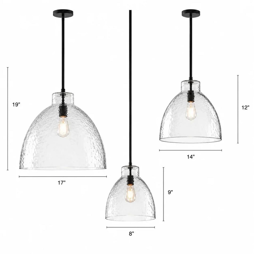 Ondine Farmhouse Hammered Glass Pendant Lamp