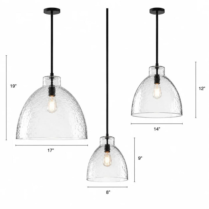 Ondine Farmhouse Hammered Glass Pendant Lamp