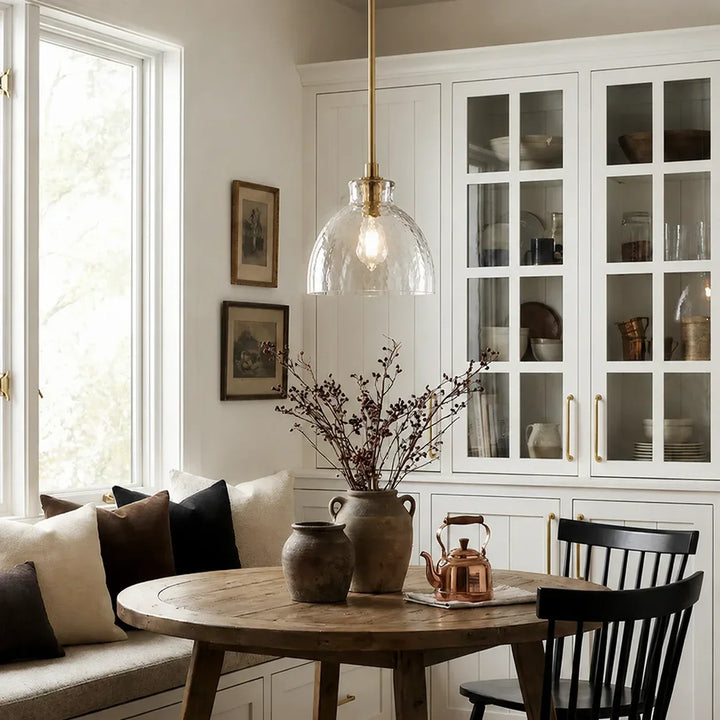 Ondine Farmhouse Hammered Glass Pendant Lamp