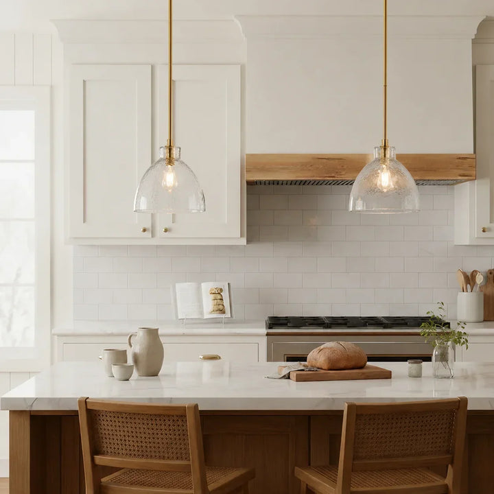 Ondine Farmhouse Hammered Glass Pendant Lamp