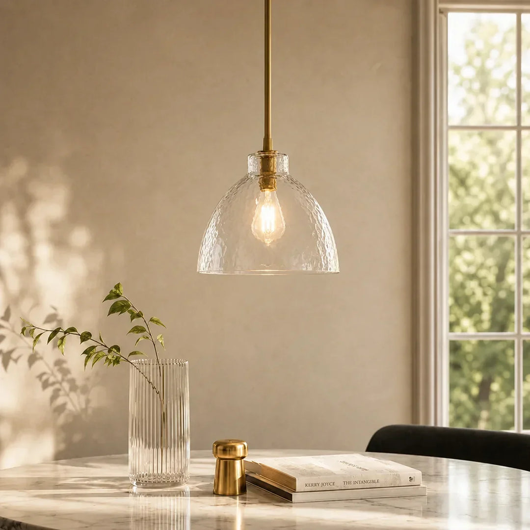 Ondine Farmhouse Hammered Glass Pendant Lamp