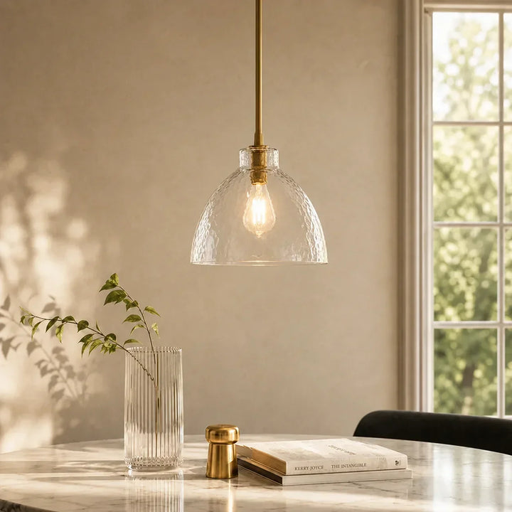 Ondine Farmhouse Hammered Glass Pendant Lamp