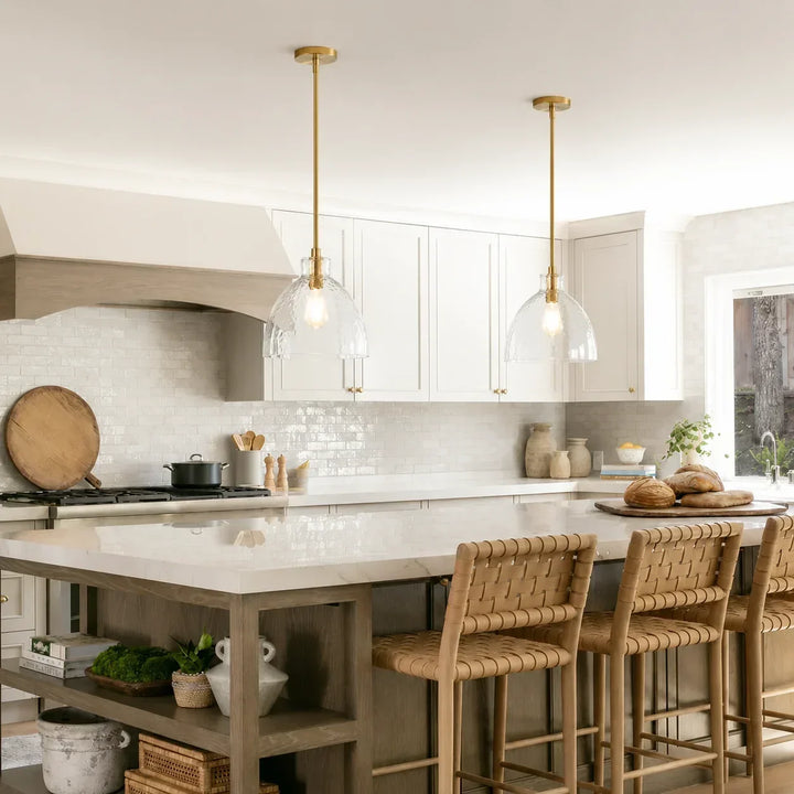 Ondine Farmhouse Hammered Glass Pendant Lamp