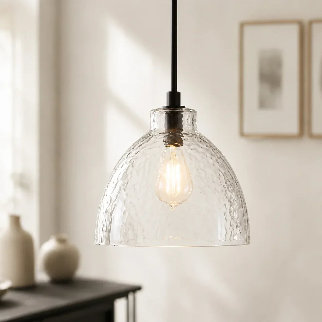 Ondine Farmhouse Hammered Glass Pendant Lamp