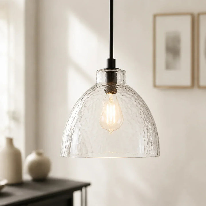 Ondine Farmhouse Hammered Glass Pendant Lamp