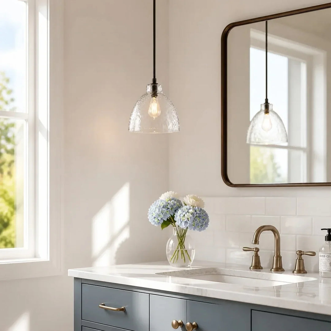 Ondine Farmhouse Hammered Glass Pendant Lamp