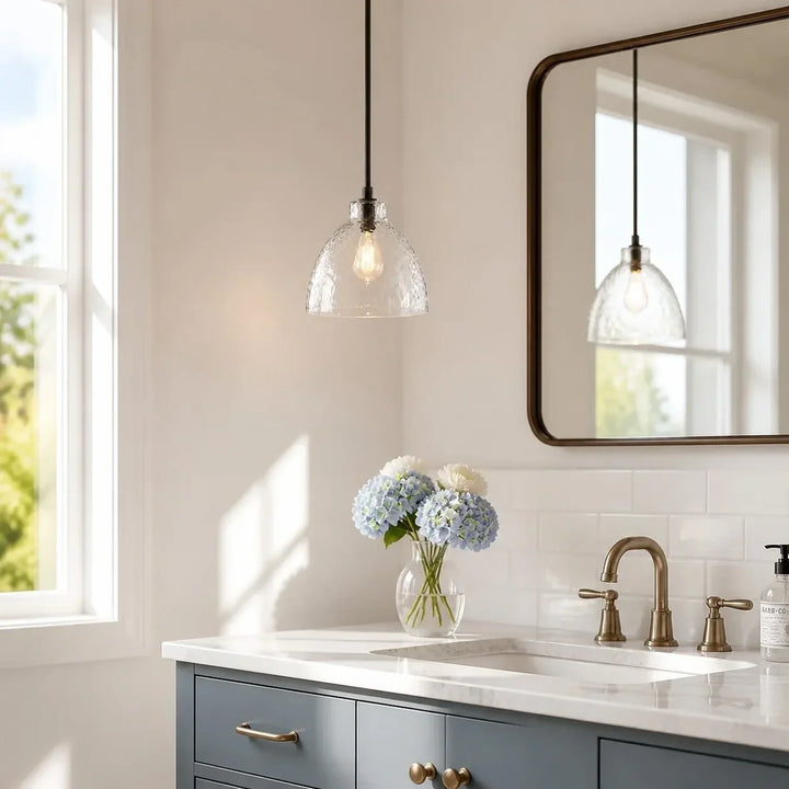 Ondine Farmhouse Hammered Glass Pendant Lamp