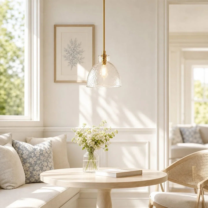 Ondine Farmhouse Hammered Glass Pendant Lamp