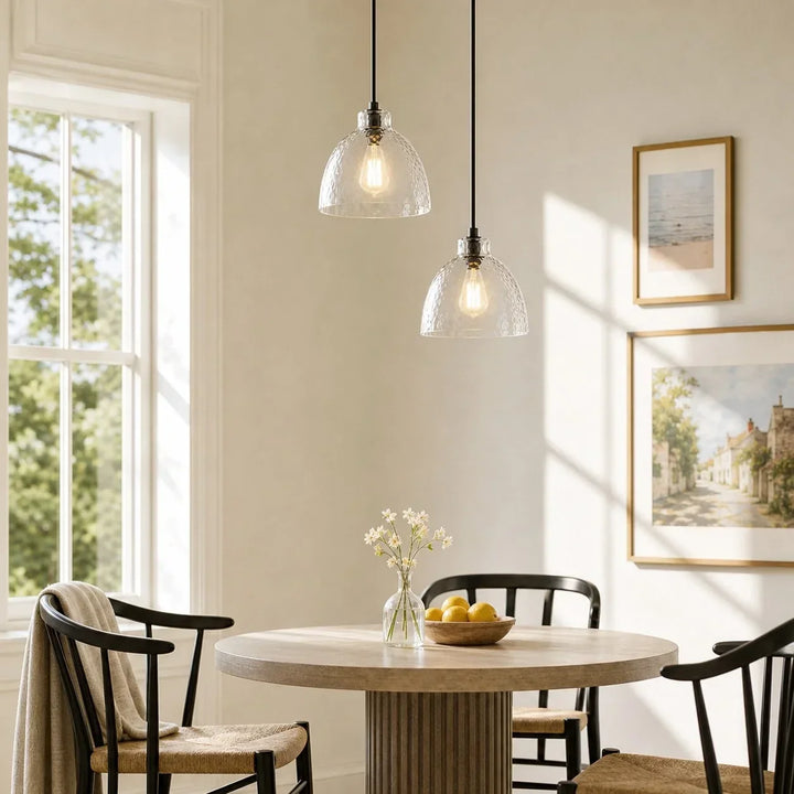 Ondine Farmhouse Hammered Glass Pendant Lamp