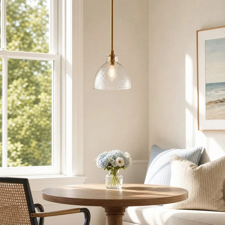 Ondine Farmhouse Hammered Glass Pendant Lamp