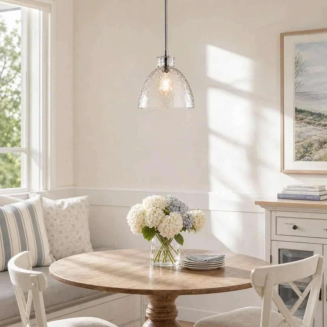 Ondine Farmhouse Hammered Glass Pendant Lamp