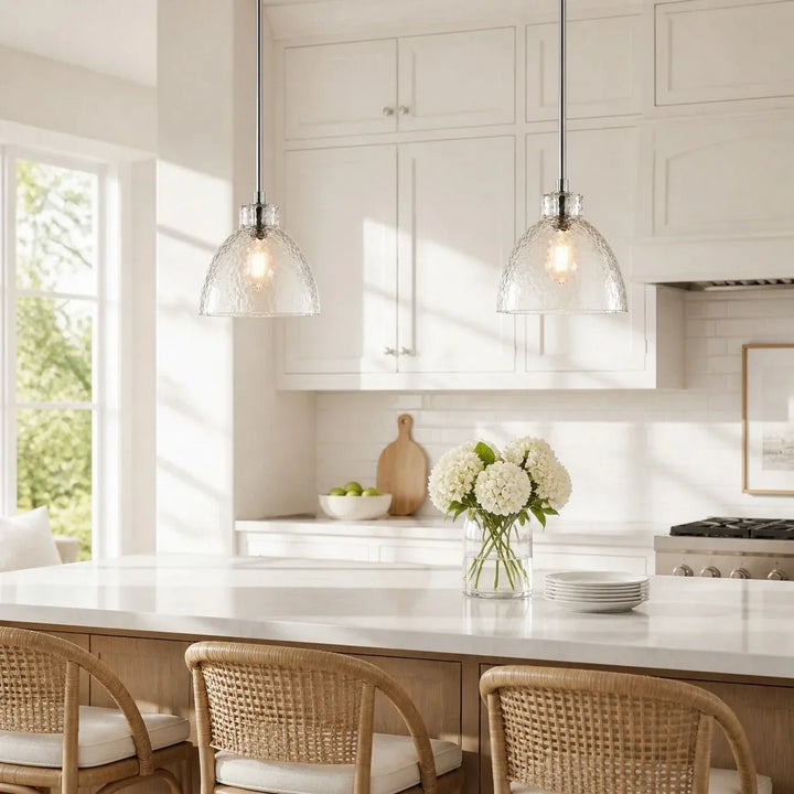 Ondine Farmhouse Hammered Glass Pendant Lamp