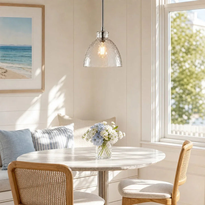 Ondine Farmhouse Hammered Glass Pendant Lamp