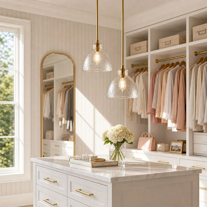 Ondine Farmhouse Hammered Glass Pendant Lamp