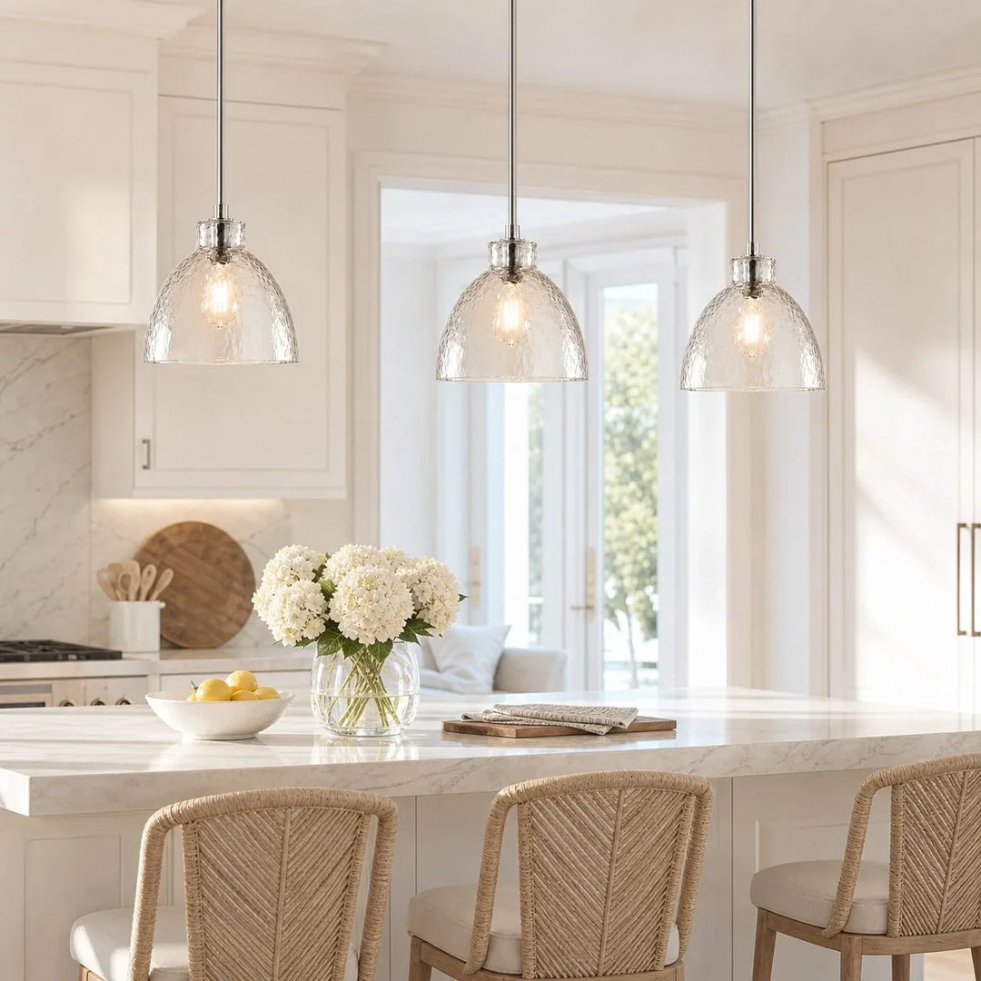 Ondine Farmhouse Hammered Glass Pendant Lamp