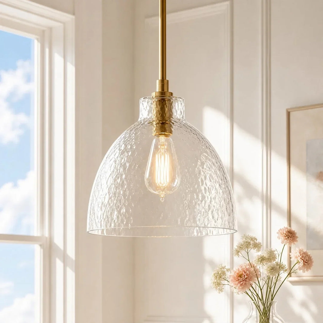 Ondine Farmhouse Hammered Glass Pendant Lamp