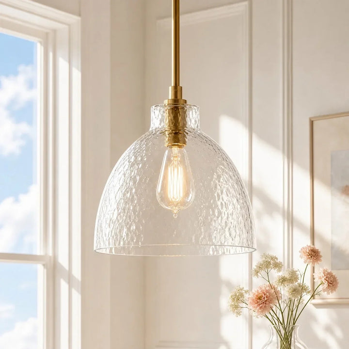 Ondine Farmhouse Hammered Glass Pendant Lamp