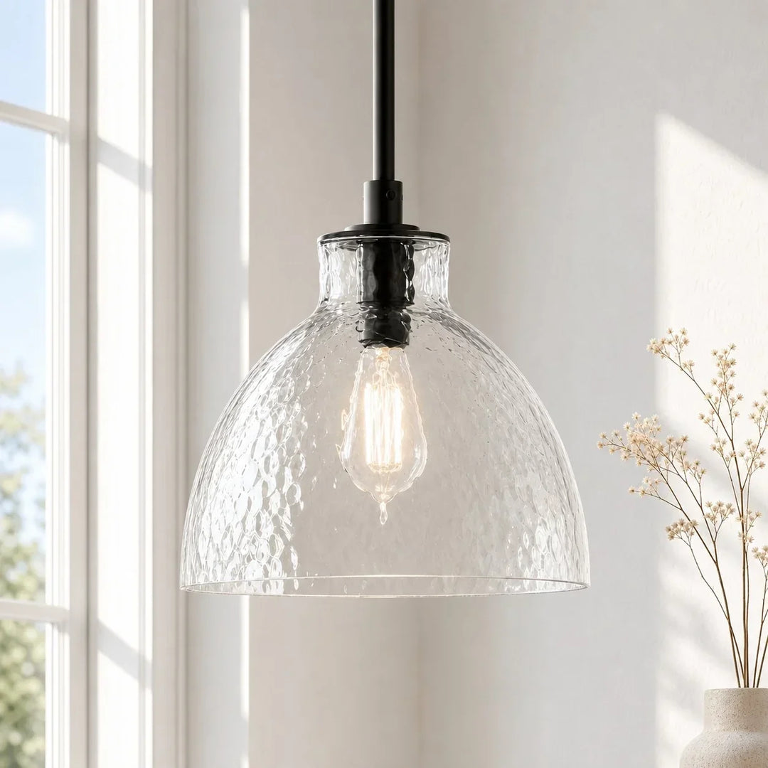 Ondine Farmhouse Hammered Glass Pendant Lamp