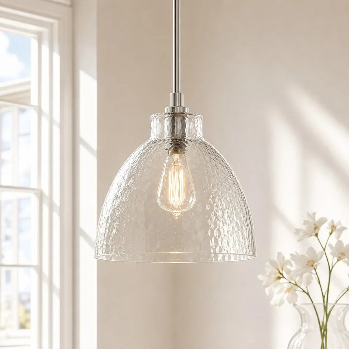 Ondine Farmhouse Hammered Glass Pendant Lamp