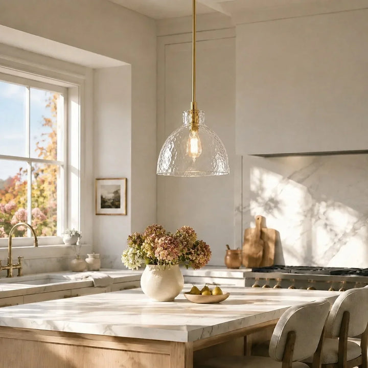 Ondine Farmhouse Hammered Glass Pendant Lamp