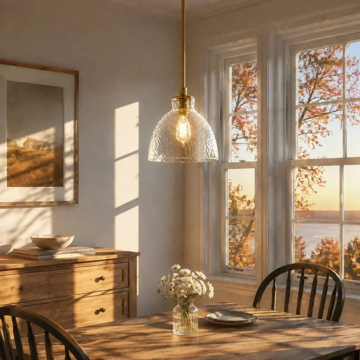 Ondine Farmhouse Hammered Glass Pendant Lamp