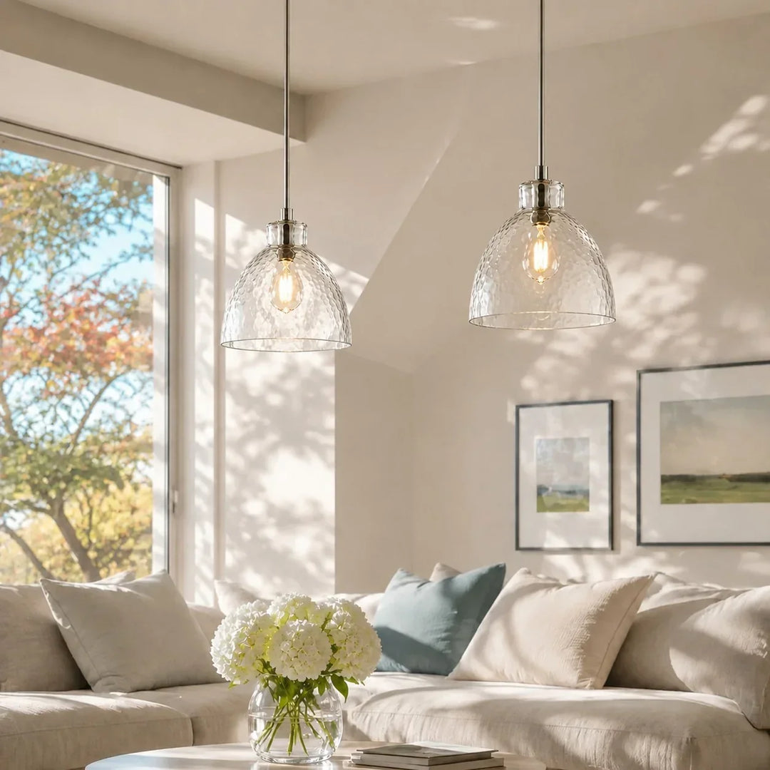 Ondine Farmhouse Hammered Glass Pendant Lamp