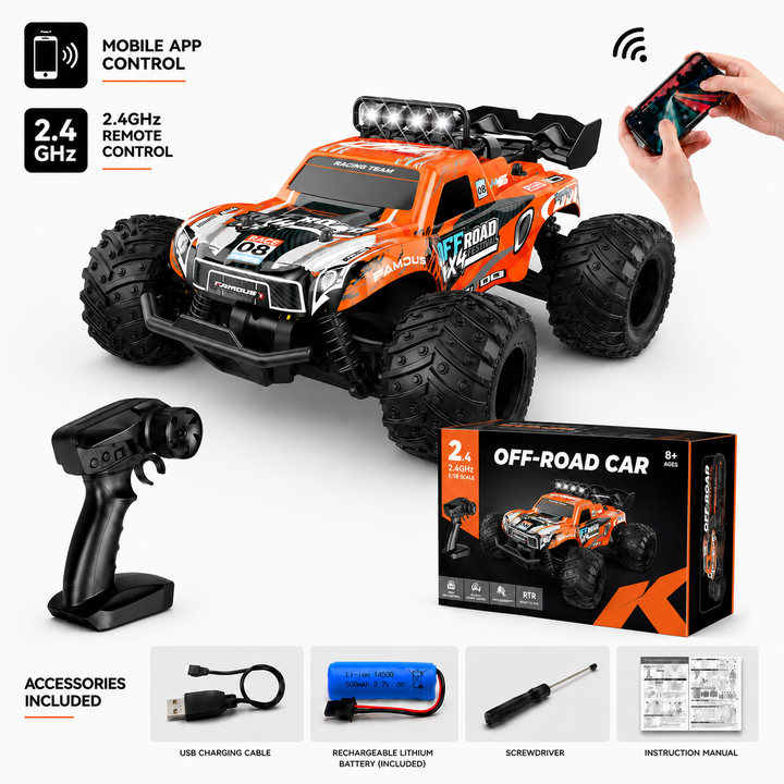 All-Terrain 4WD Off-Road RC Truck with Waterproof Design