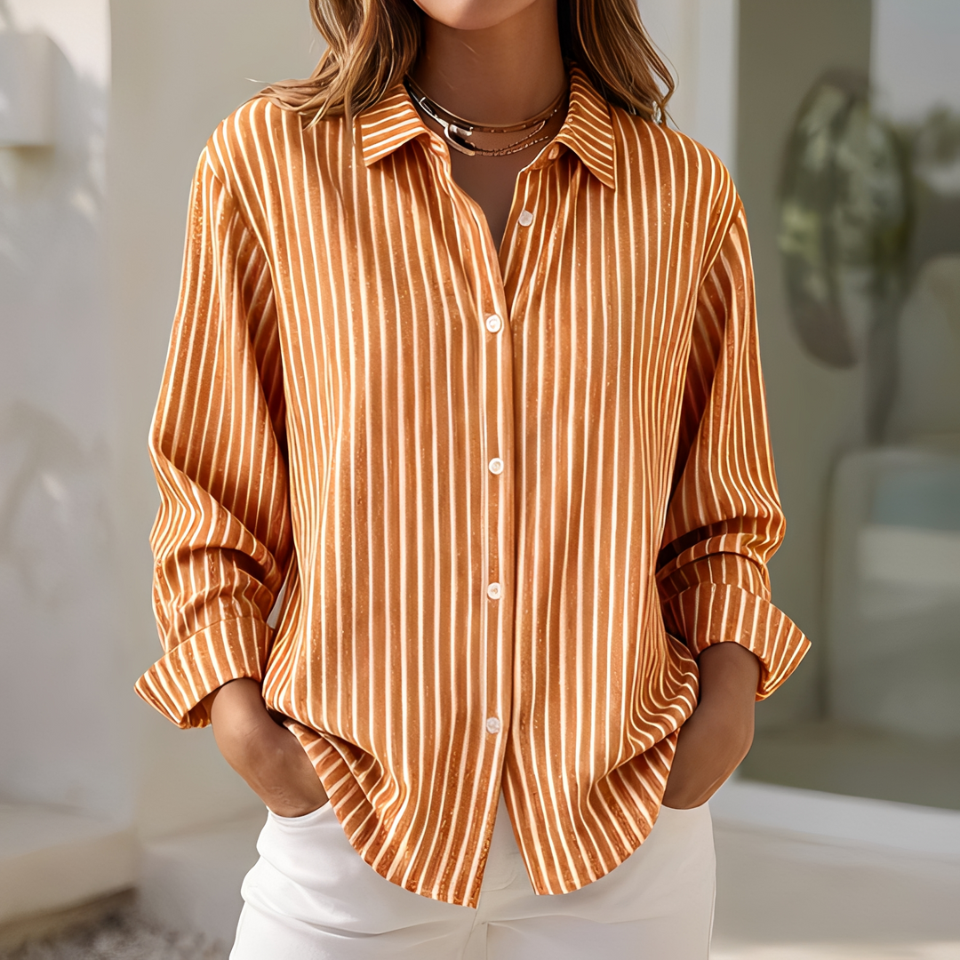 Coastal Stripe Summer Shirt - Loose Fit for Women