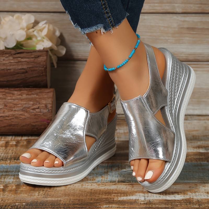 LunaStep Women's Comfort Wedge Sandals with Star Accent Design