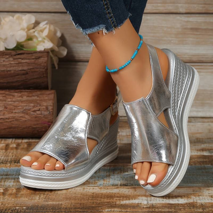 LunaStep Women's Comfort Wedge Sandals with Star Accent Design