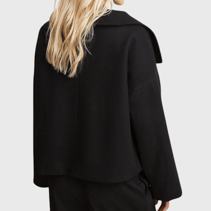 Structured Lapel Cropped Blazer - Women's Double Breasted Coat