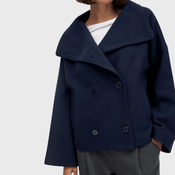 Structured Lapel Cropped Blazer - Women's Double Breasted Coat