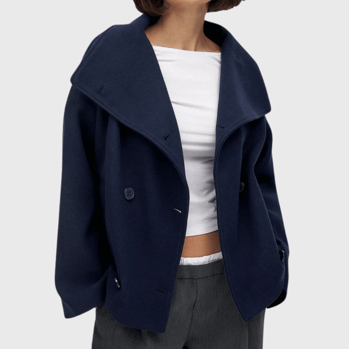 Structured Lapel Cropped Blazer - Women's Double Breasted Coat