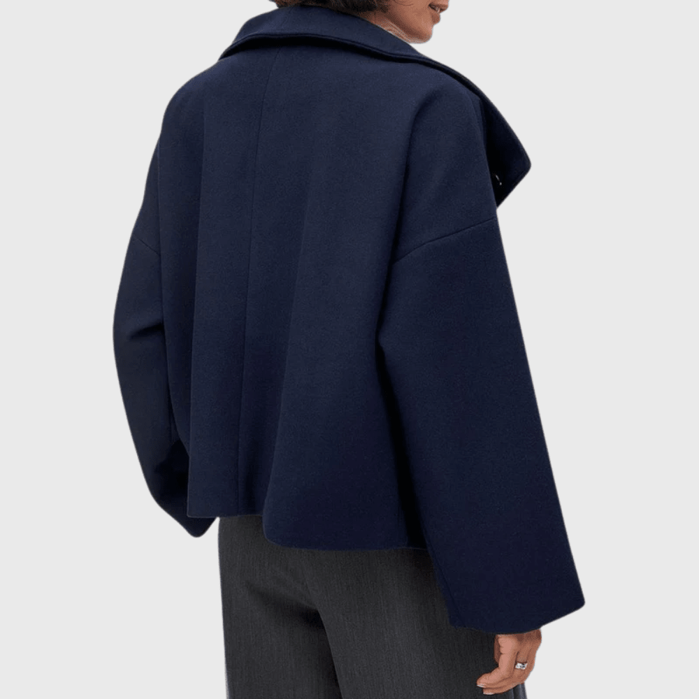 Structured Lapel Cropped Blazer - Women's Double Breasted Coat