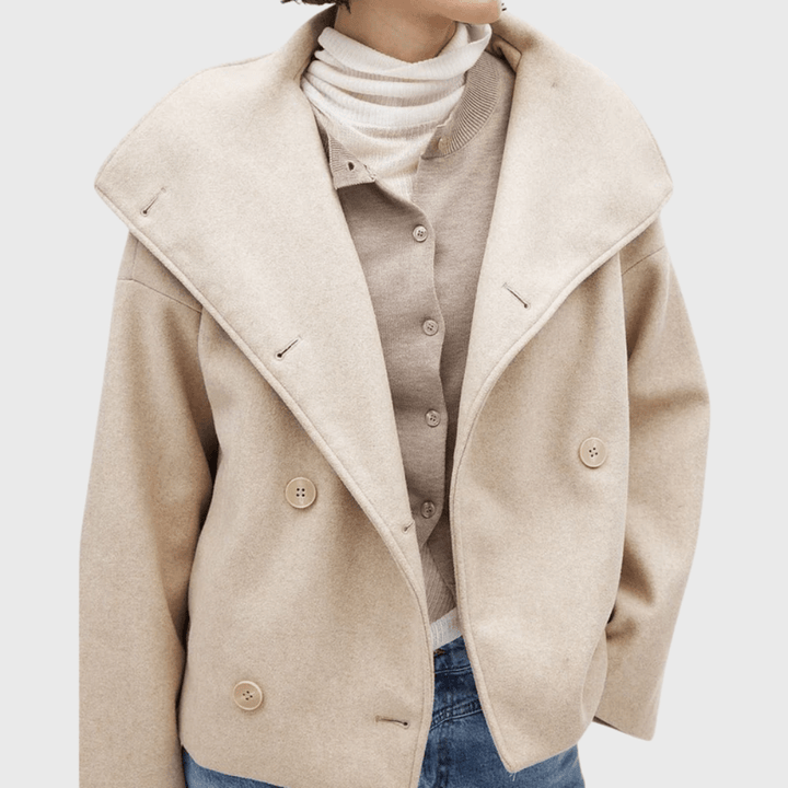 Structured Lapel Cropped Blazer - Women's Double Breasted Coat