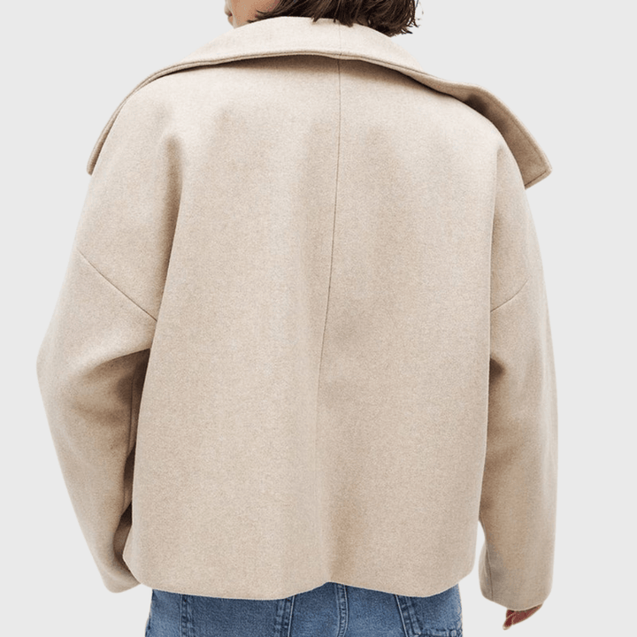 Structured Lapel Cropped Blazer - Women's Double Breasted Coat