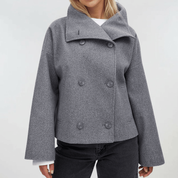 Structured Lapel Cropped Blazer - Women's Double Breasted Coat