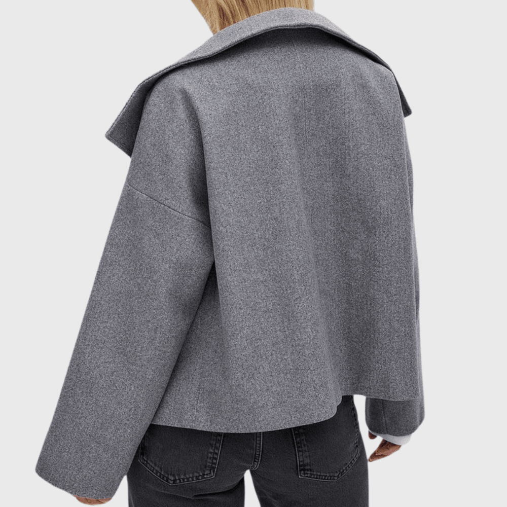 Structured Lapel Cropped Blazer - Women's Double Breasted Coat