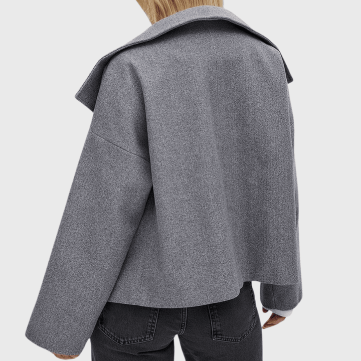 Structured Lapel Cropped Blazer - Women's Double Breasted Coat