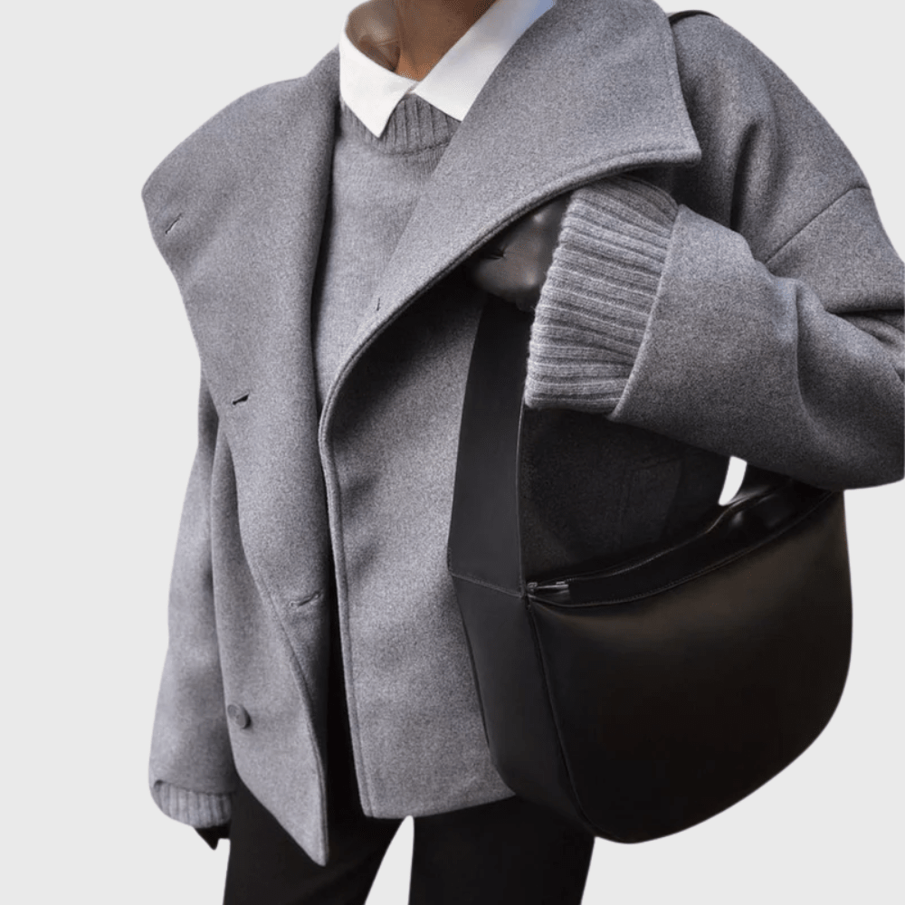 Structured Lapel Cropped Blazer - Women's Double Breasted Coat