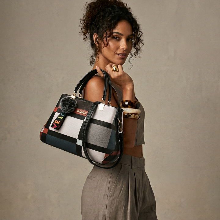 Piper – Plaid Shoulder Bag with Top Handles