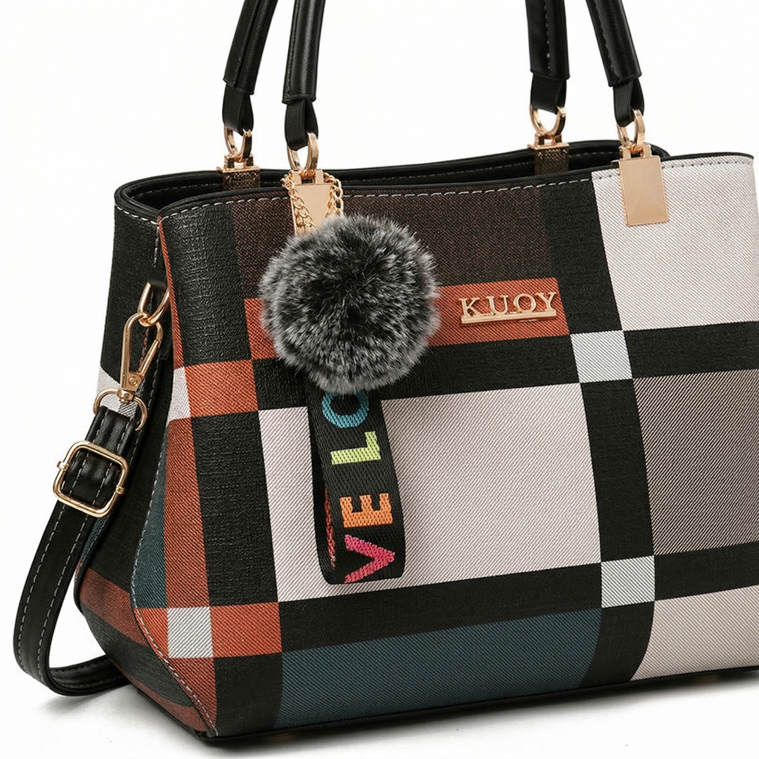 Piper – Plaid Shoulder Bag with Top Handles