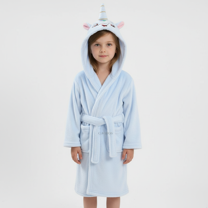 Soft Coral Fleece Kids Robe with Hood - Cozy Warmth for Boys and Girls