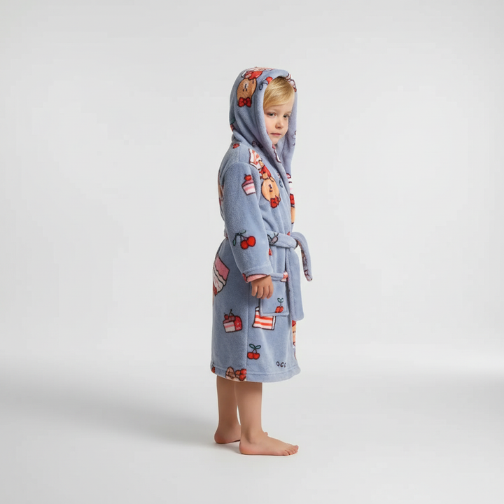 Soft Coral Fleece Kids Robe with Hood - Cozy Warmth for Boys and Girls