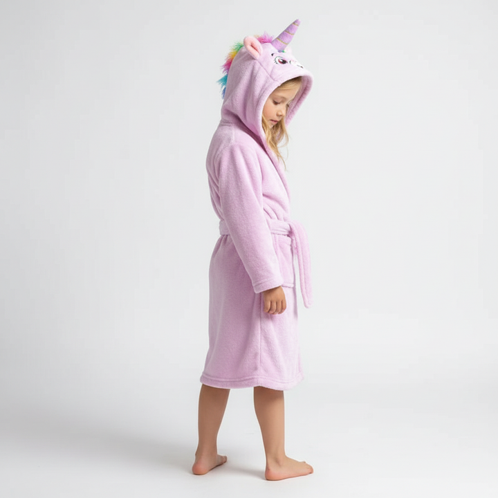 Soft Coral Fleece Kids Robe with Hood - Cozy Warmth for Boys and Girls