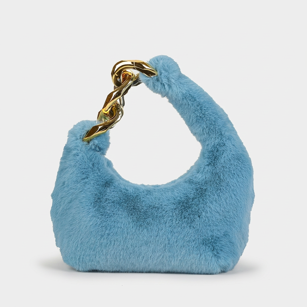 Plush – Faux Fur Mini Shoulder Bag with Chain Handle