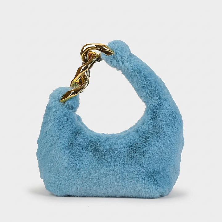 Plush – Faux Fur Mini Shoulder Bag with Chain Handle