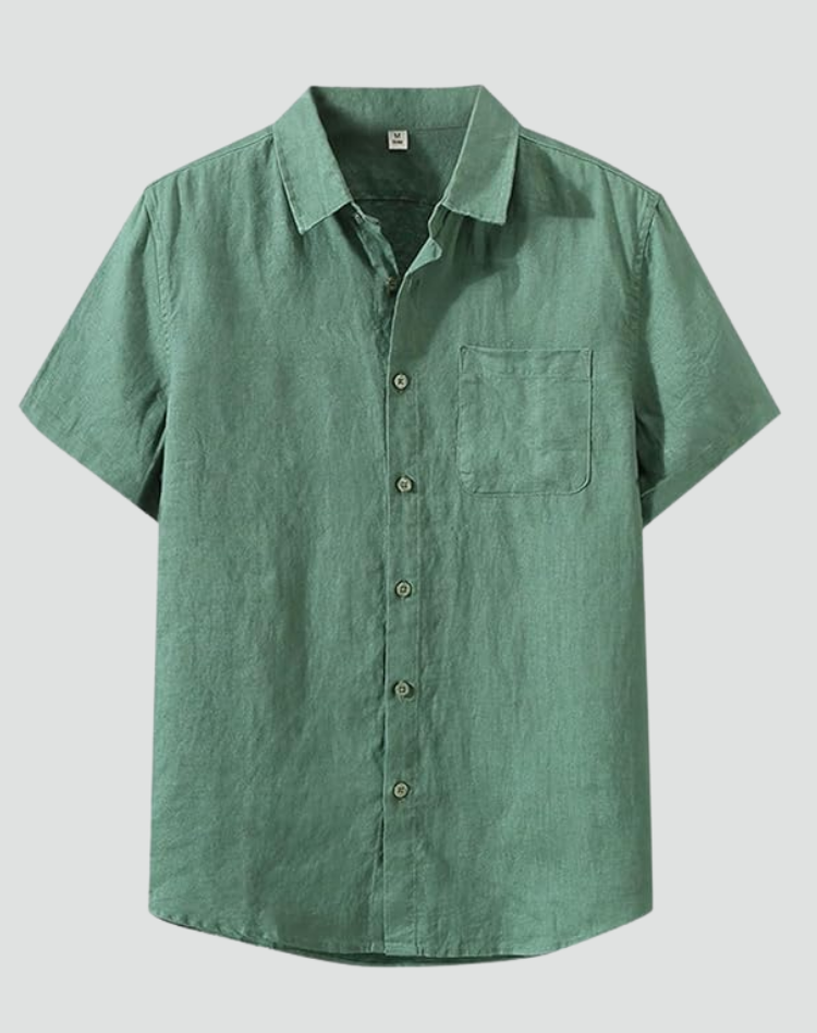 Linen Short Sleeve Shirt for Men Summer Casual